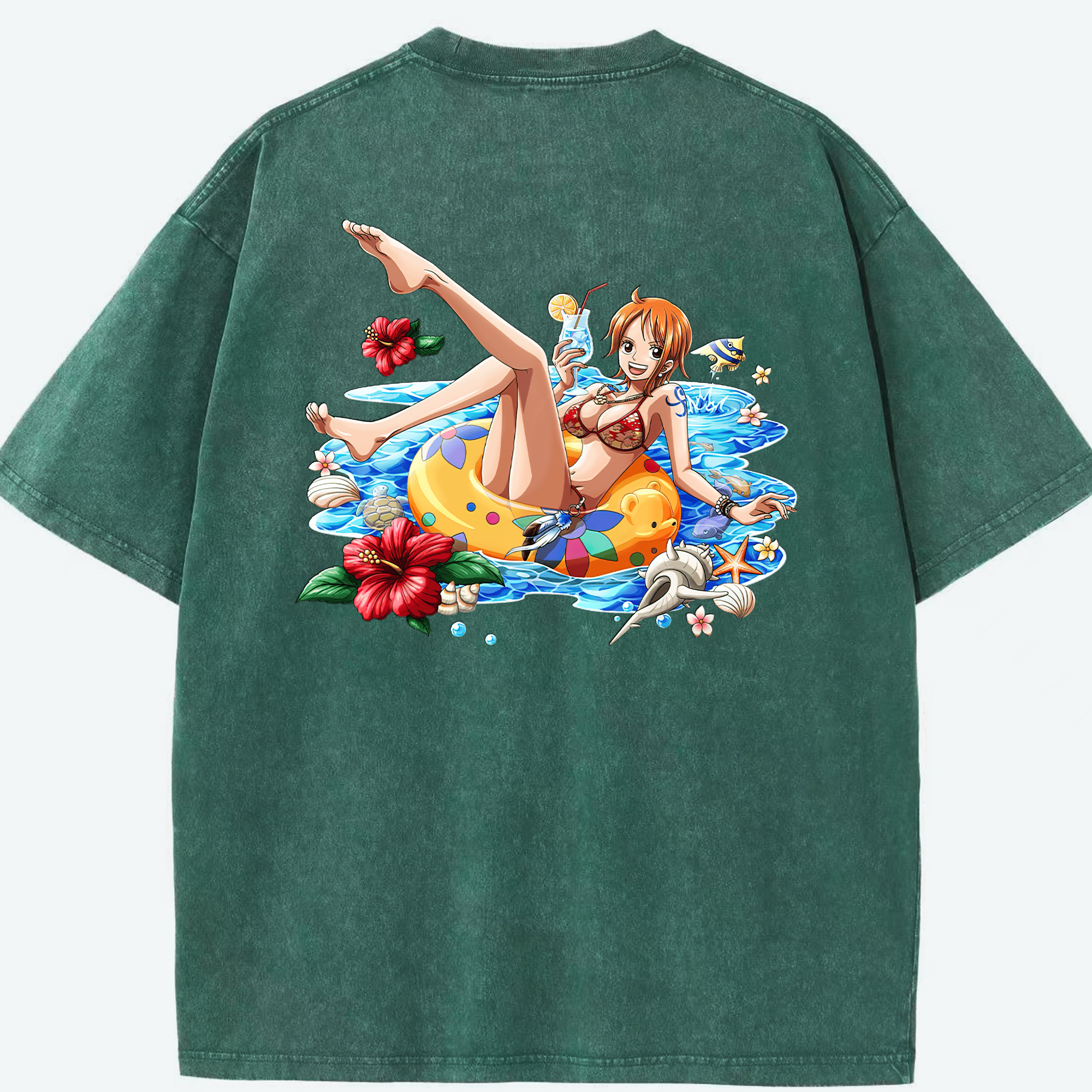 ワンピース ナミ ONE PIECE Nami 綿100% ヴィンテージ風 半袖Tシャツ（背面プリント）